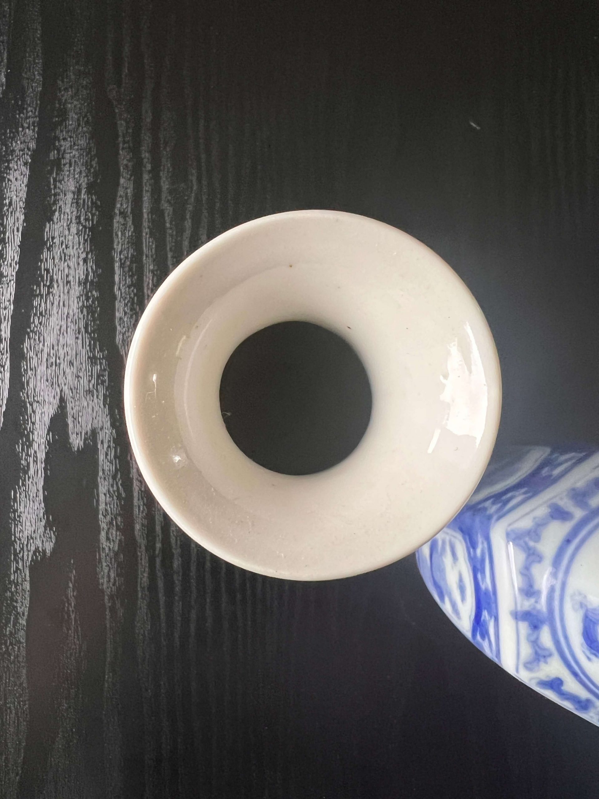 Vintage Blue & White Hexagonal Baluster Vases - 6" Pair - Image 3
