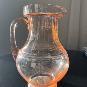Depression Glass Pitcher 9.5" Vintage Rose Pink / Salmon Art Deco Water Jug 1920s 1930s