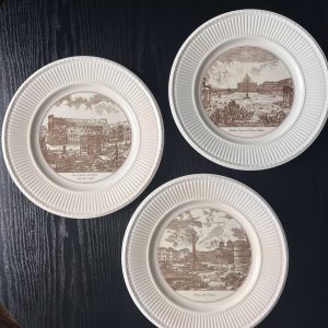 Three (3) Vintage Wedgwood creamware plates  -  Roman view series - Giovanni Battista Piranesi's etchings