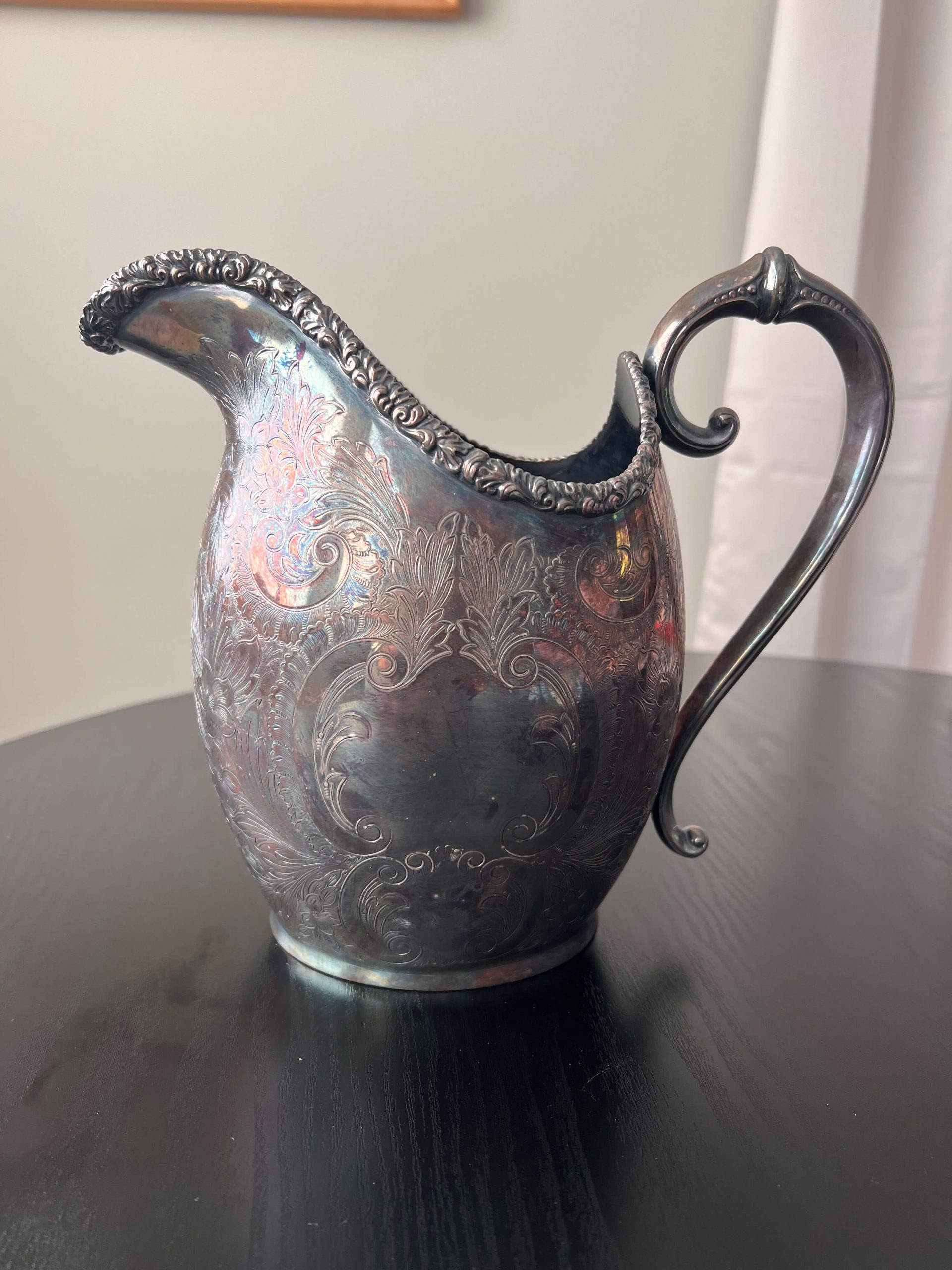 Barker Ellis silver-plated pitcher - 9" tall