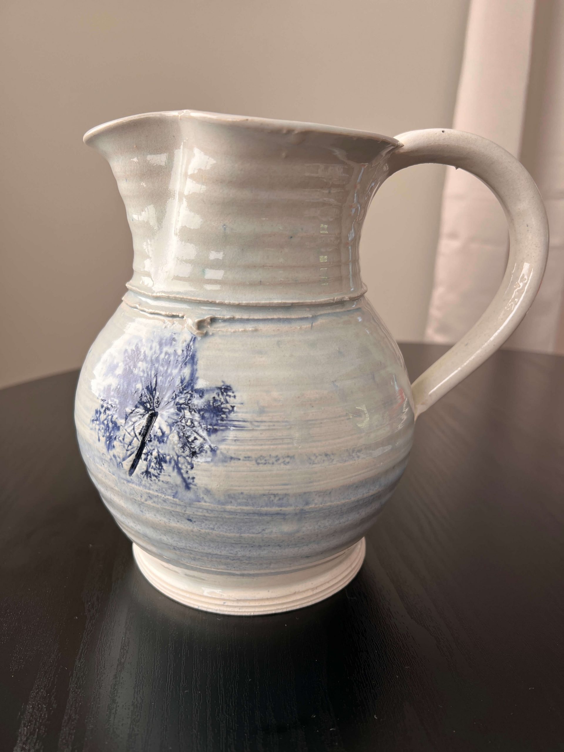 hand-thrown studio art pottery stoneware pitcher