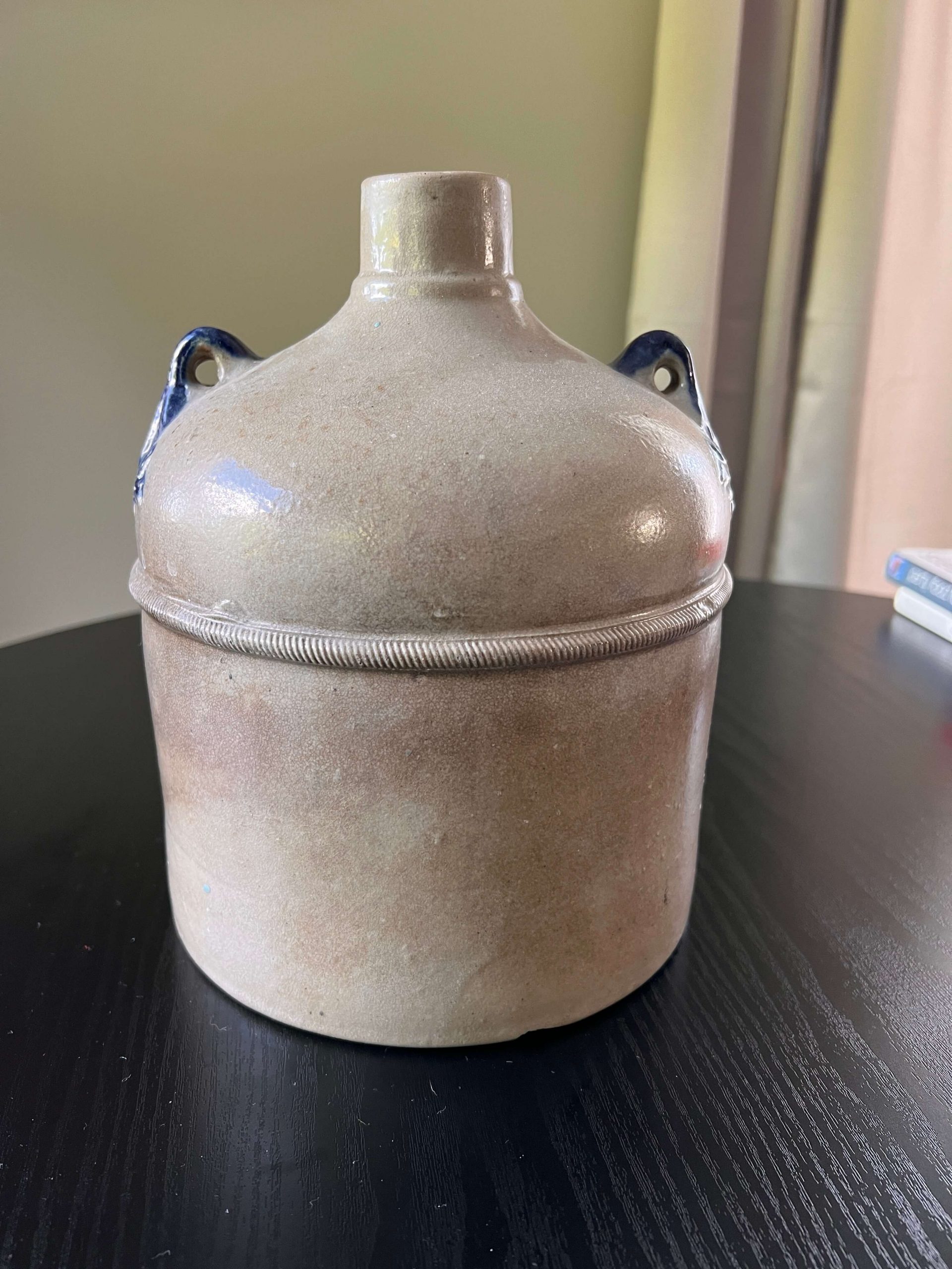 1-Gallon Stoneware Salt-Glazed Jug - Cobalt Blue Leaf Motif - Image 3