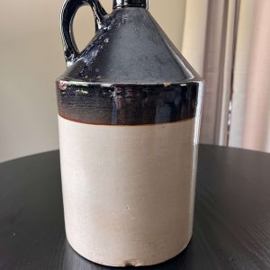 Antique 1-Gallon Two-Tone Stoneware Whiskey Jug – Albany Slip Glaze, 11.5"
