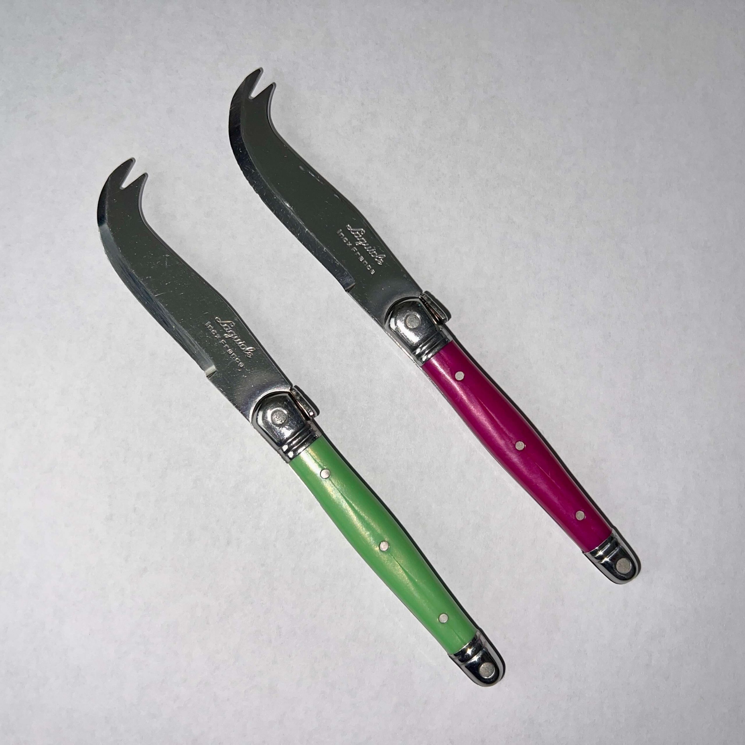 Two vintage Laguiole fork-tipped cheese knives - INOX France - Image 2