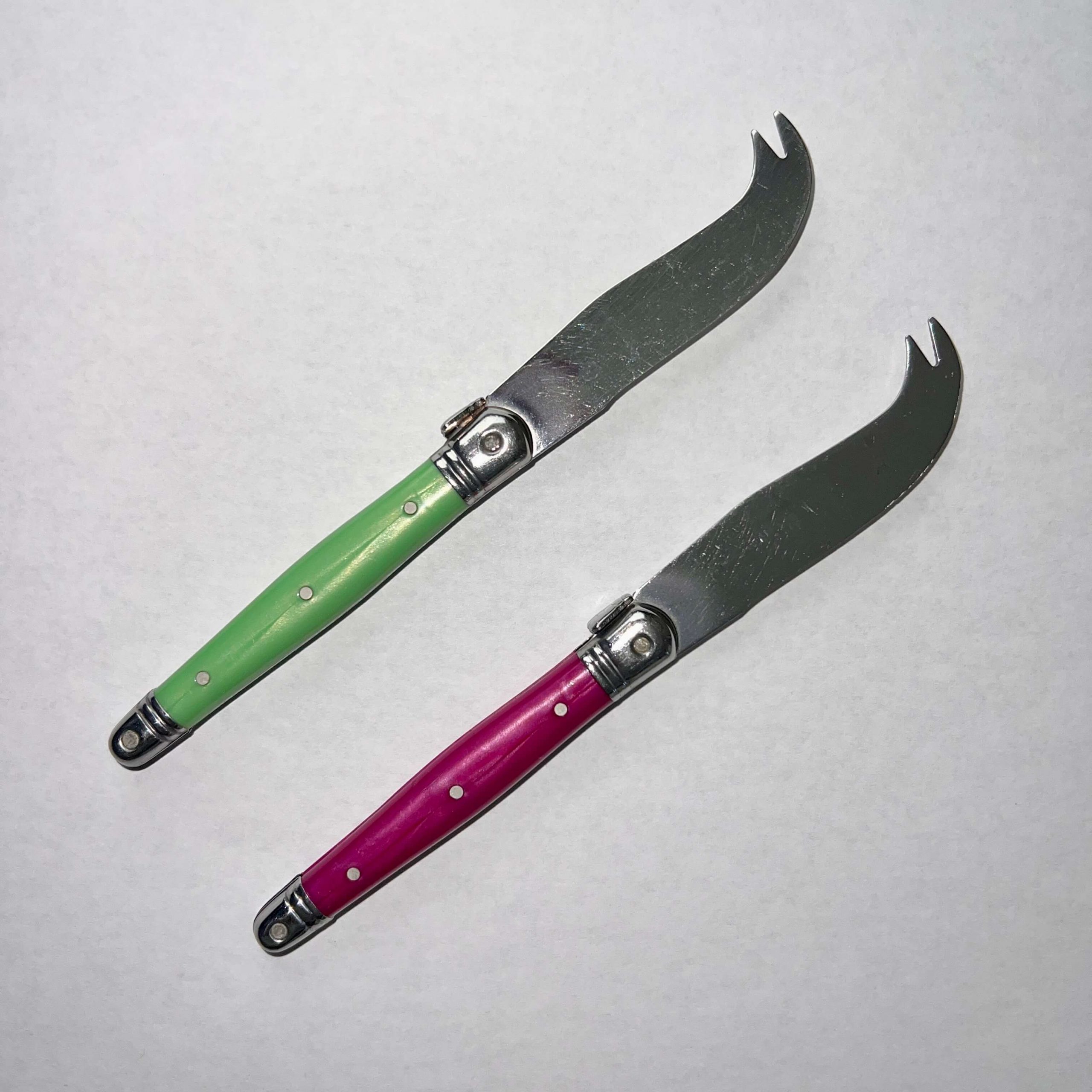 Two vintage Laguiole fork-tipped cheese knives - INOX France - Image 3