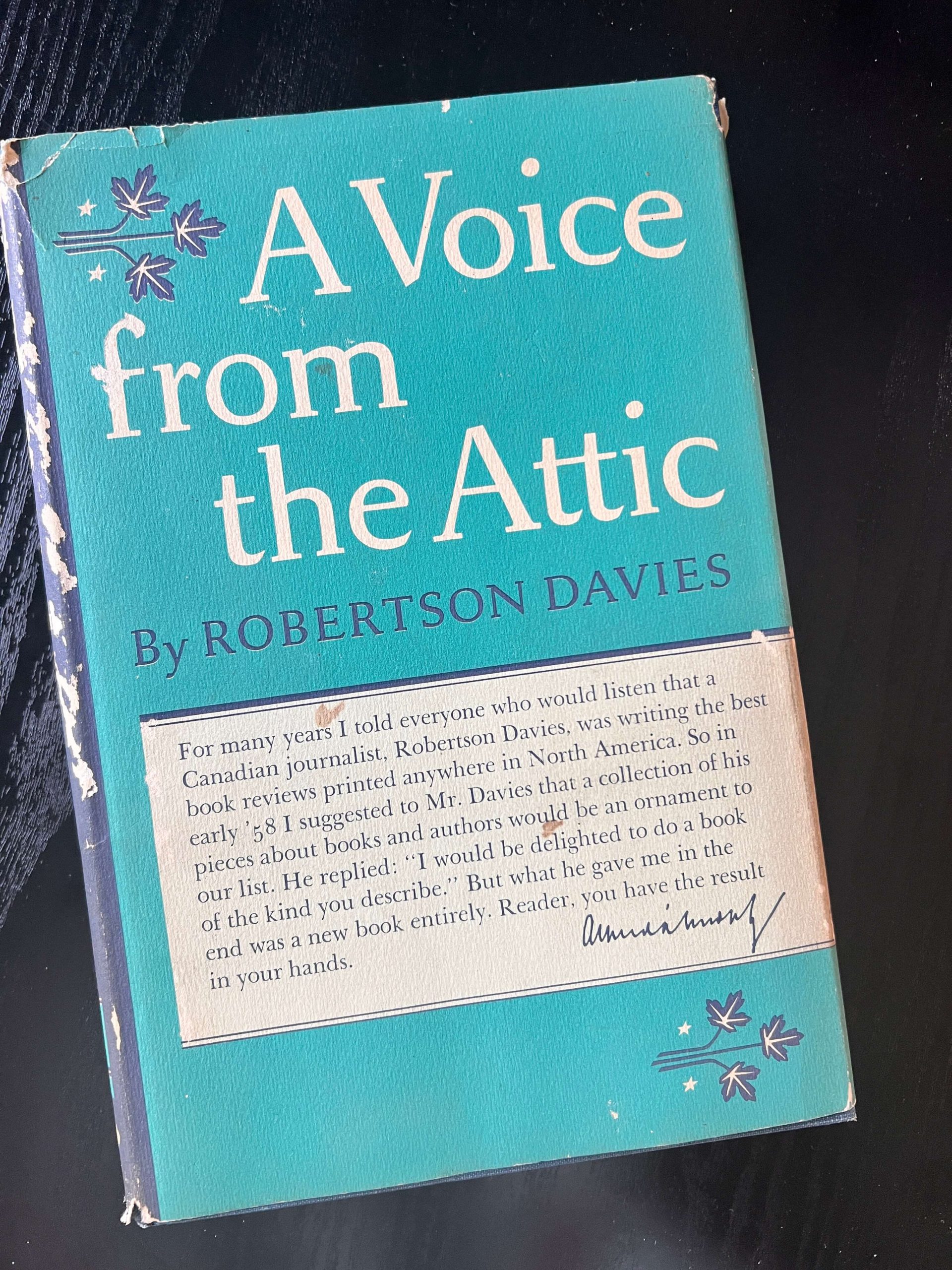 A Voice From The Attic Robertson Davies 1960 First Edition Hardcover DJ Knopf
