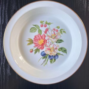 Vintage Royal Worcester Pershore 10.5" Round Pie Plate Dish Gold Rim 1978 England