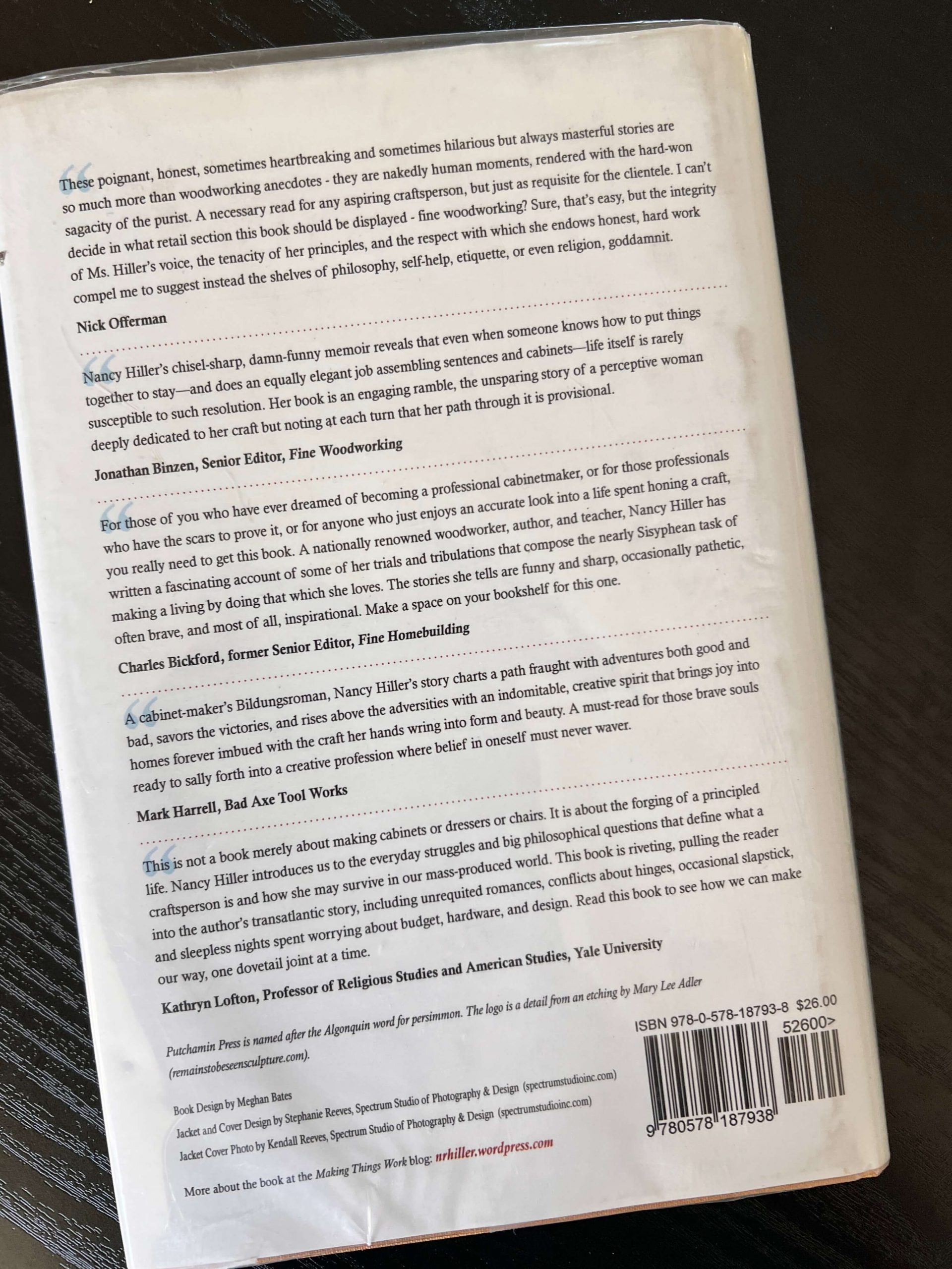 Making Things Work: Tales from a Cabinetmaker's Life by Nancy R. Hiller (Hardcover, Lost Art Press) - with Mylar Jacket Protector - Image 2